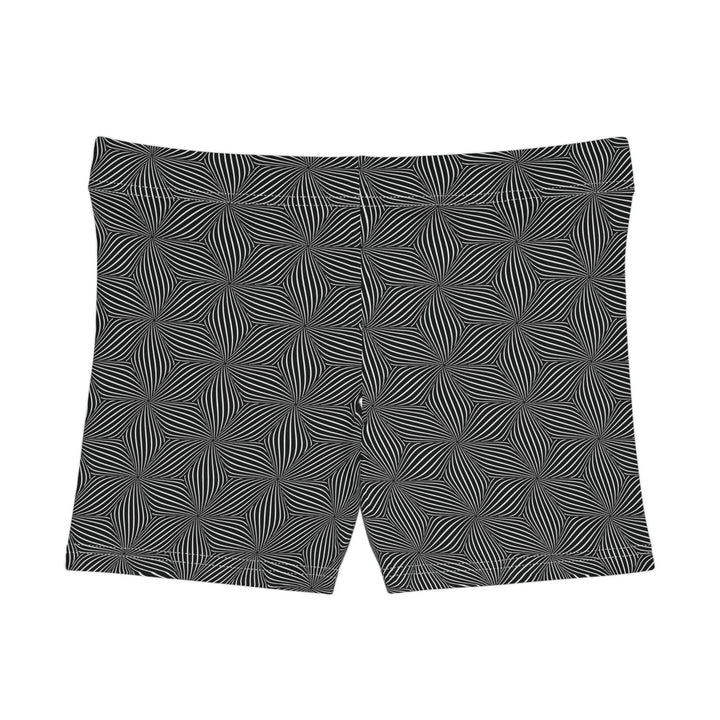 Flat back layout of Warpwave shorts leggings – clean trippy pattern with visionary wave geometry.
