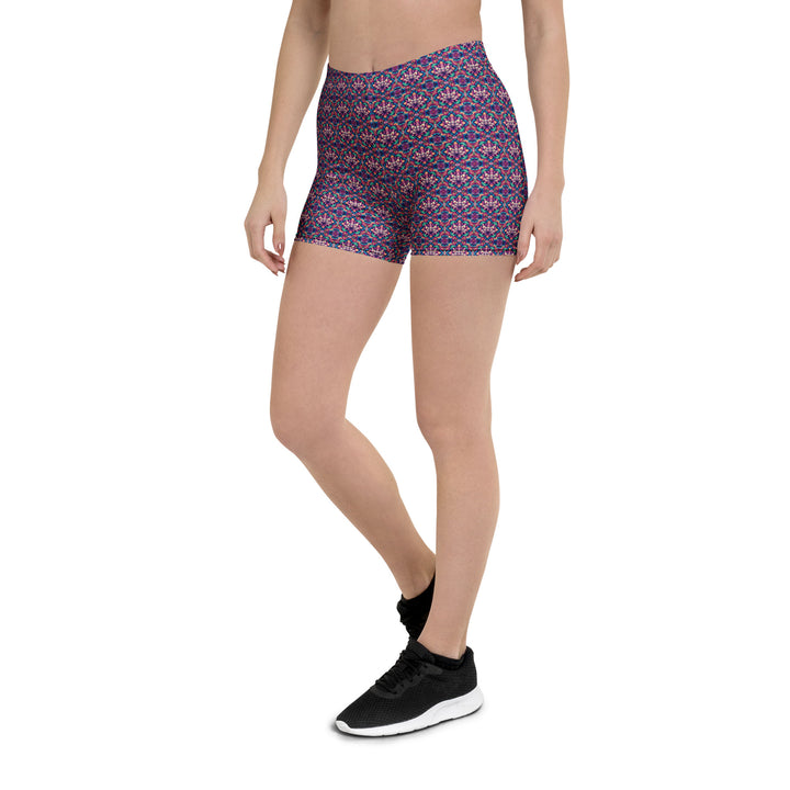 Left side view of IllusionLotus leggings – psychedelic lotus style for dance and movement freedom.