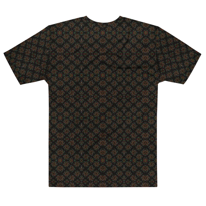Alternate back flat of black-red Dotadelic shirt – visionary fractal patterns for rave and electronic music events.
