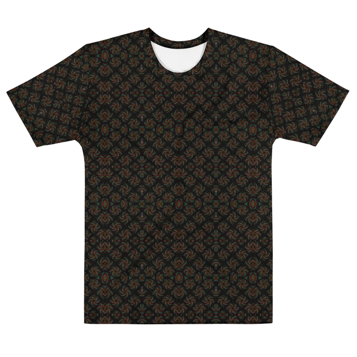 Alternate front flat of black-red Dotadelic tee – psychedelic geometry for music festival outfits.