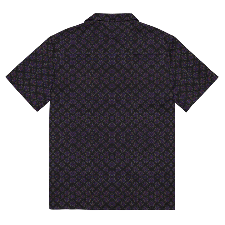 Flat back image of Dotadelic shirt – black and purple sacred geometry for rave culture fashion.