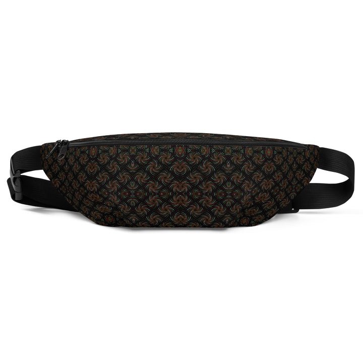 Flat front of Dotadelic (BlackRed) waistbag – dot geometry design for rave fashion lovers.