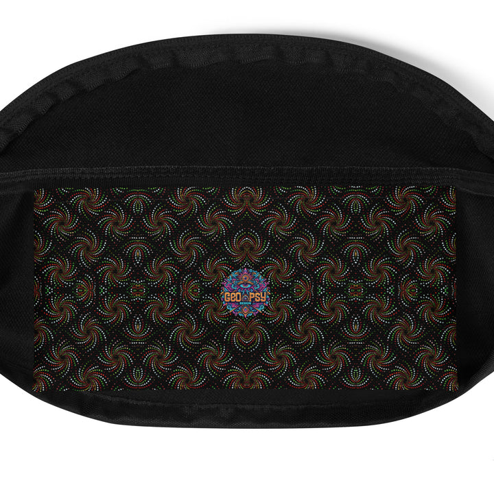 inside view of Dotadelic BlackRed waistbag – secure and spacious psychedelic accessory.