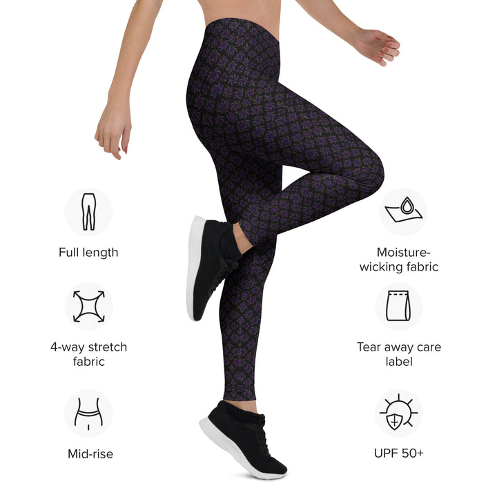 Leg lift pose in Dotadelic leggings – ultra-stretchy, form-fitting, and bursting with vibrant geometry.