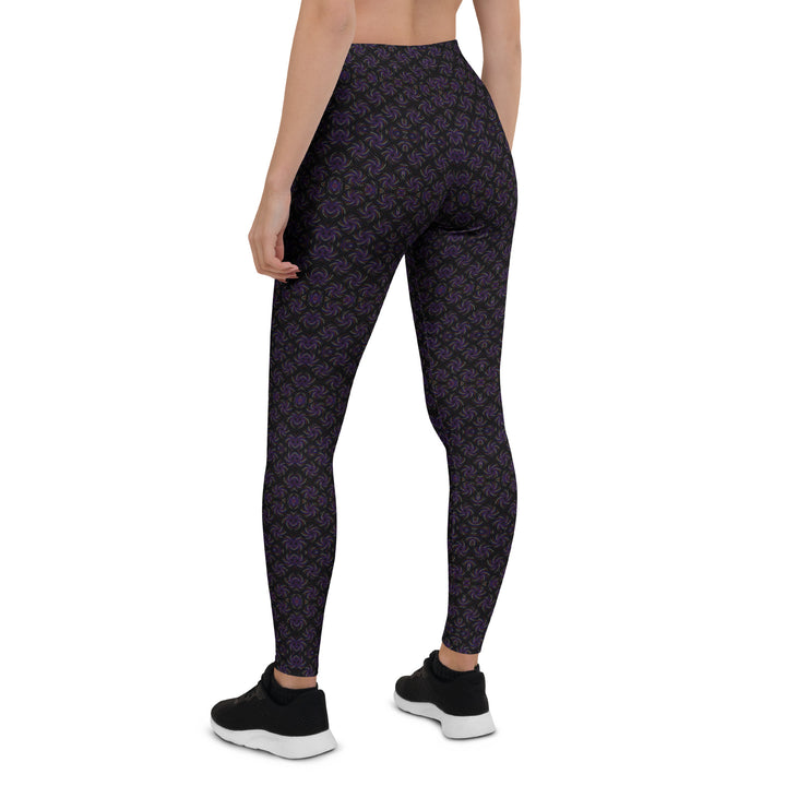 Back view of Dotadelic leggings – trippy dotted geometry design for bold movement and cosmic vibes.