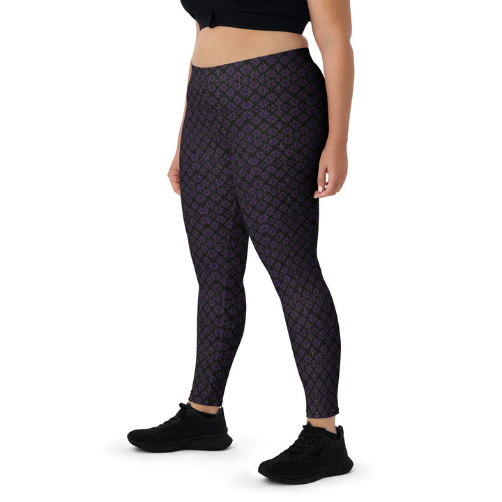 Plus-size front of Dotadelic leggings – vivid psychedelic print tailored for all sizes and festival souls.