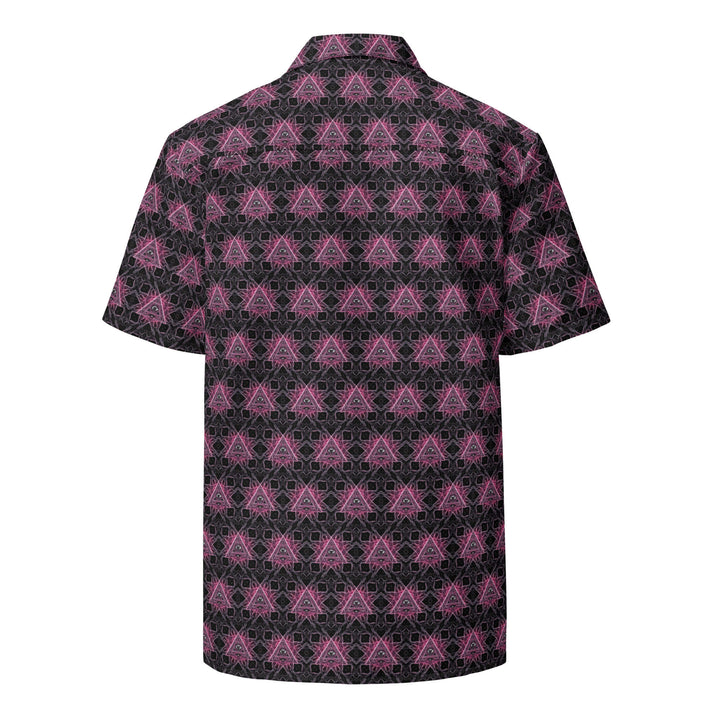 Back view of Eyora shirt – trippy sacred symmetry and visionary flow for EDM culture.