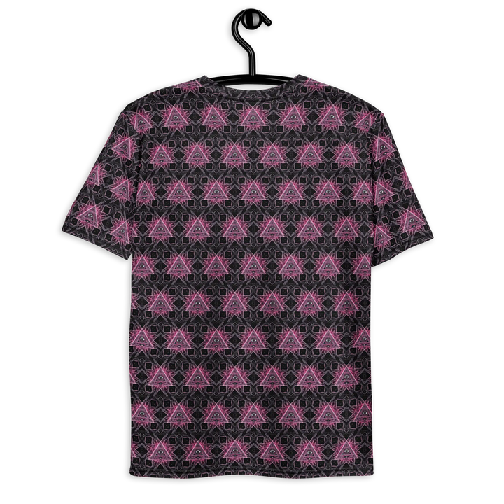 Hanging back view of Eyora sacred geometry t-shirt – perfect for spiritual self-expression and festival style.