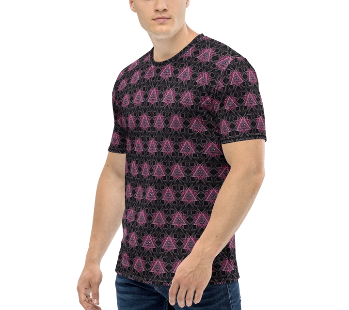 Left side view of Eyora sacred geometry shirt – detailed design for lovers of mystical fashion and rave aesthetics.