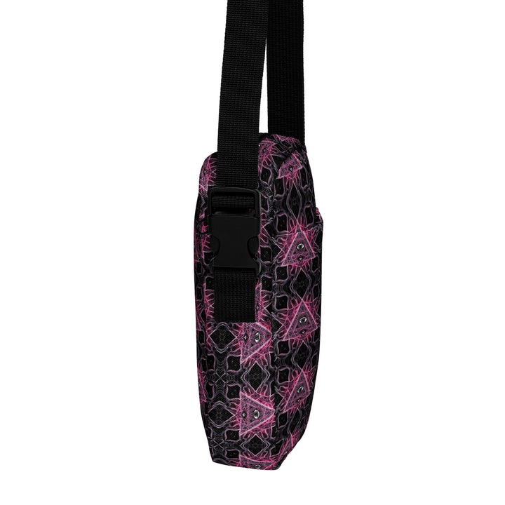 Side profile of Eyora crossbody bag showing strap and compact shape – perfect for hands-free freedom at psy festivals