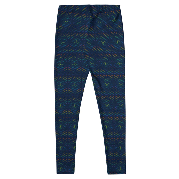 Flat back layout of GeOm full-length leggings – psychedelic design with visionary symmetry.