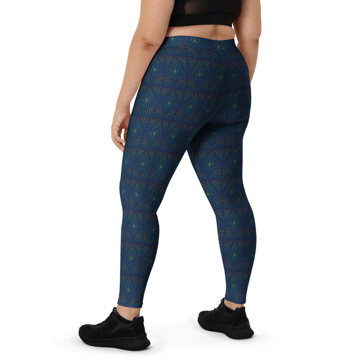 Back view of GeOm plus size leggings – sacred geometry meets comfort and support.