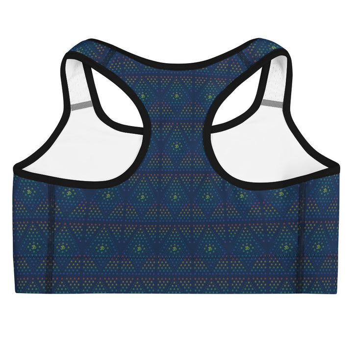 Back flat view of GeOm bra – symmetrical design ideal for festivals and sporty fashion