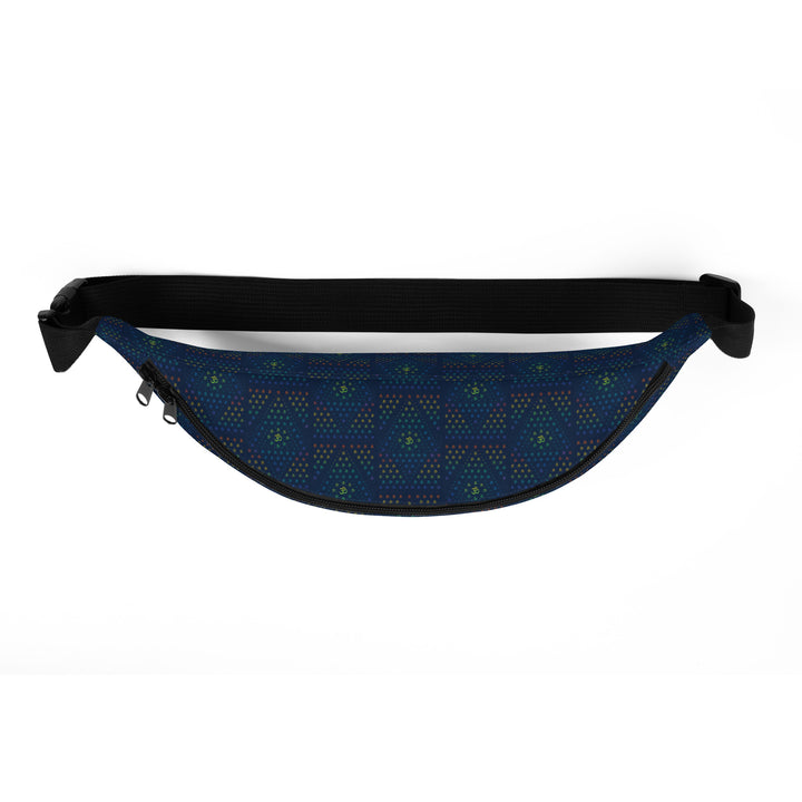 Top flat view of GeOm festival bag – waterproof sacred geometry pack for outdoor adventures.