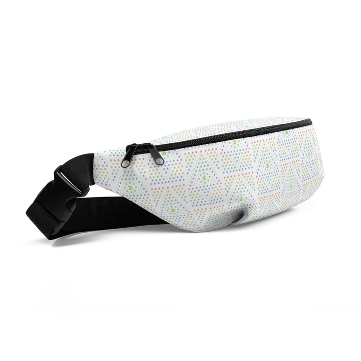 Side view of GeOm waist bag – sleek utility pouch with psychedelic design flair.