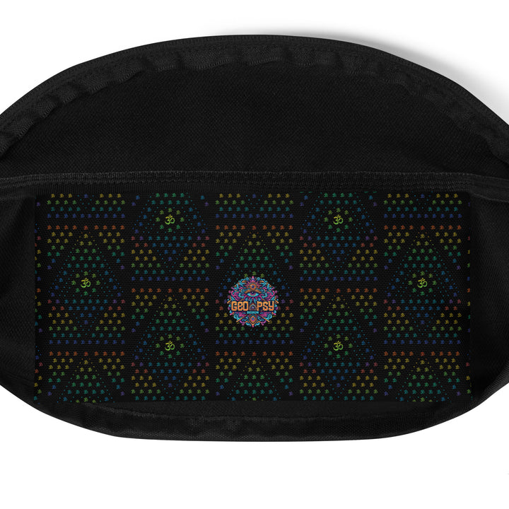 inside view of GeOm waistbag – cosmic sacred geometry design, ideal for festivals, travel, and active lifestyle