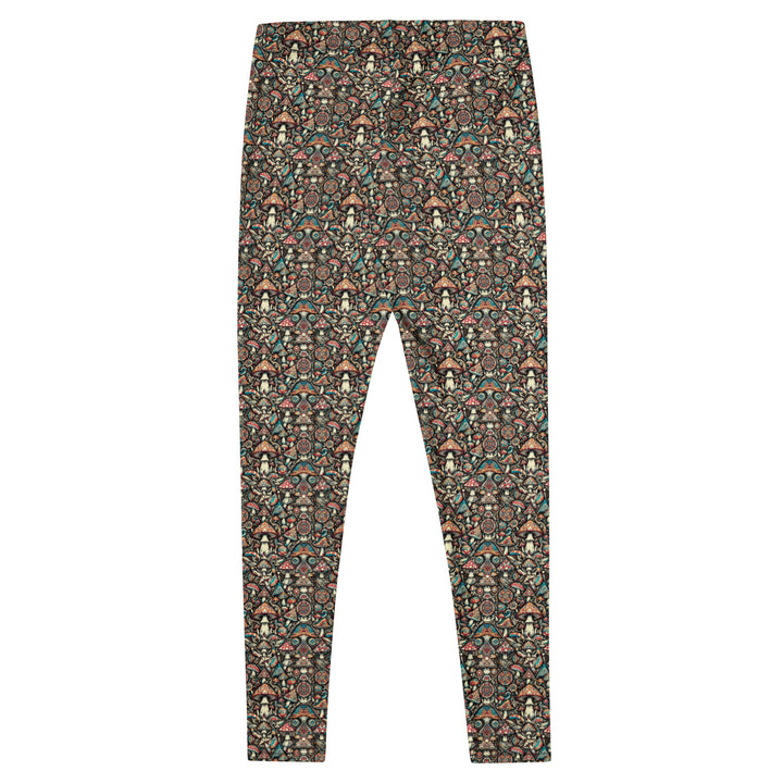 Flat back layout of GeoMush sacred leggings – high-vibe design for fitness and festivals