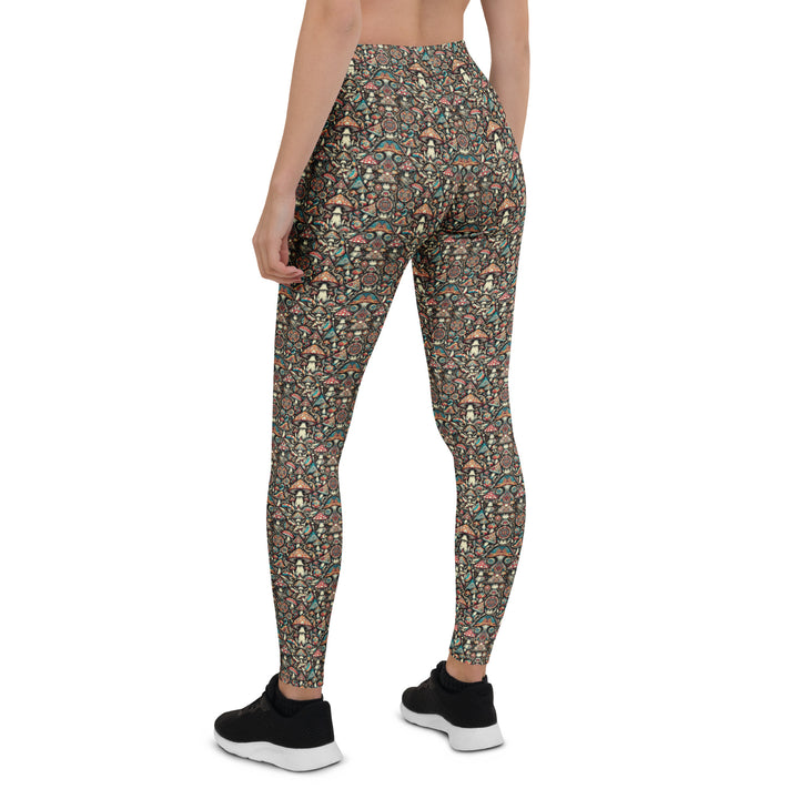 Back view of GeoMush leggings – bold trippy pattern for movement, workouts, and ravewear.