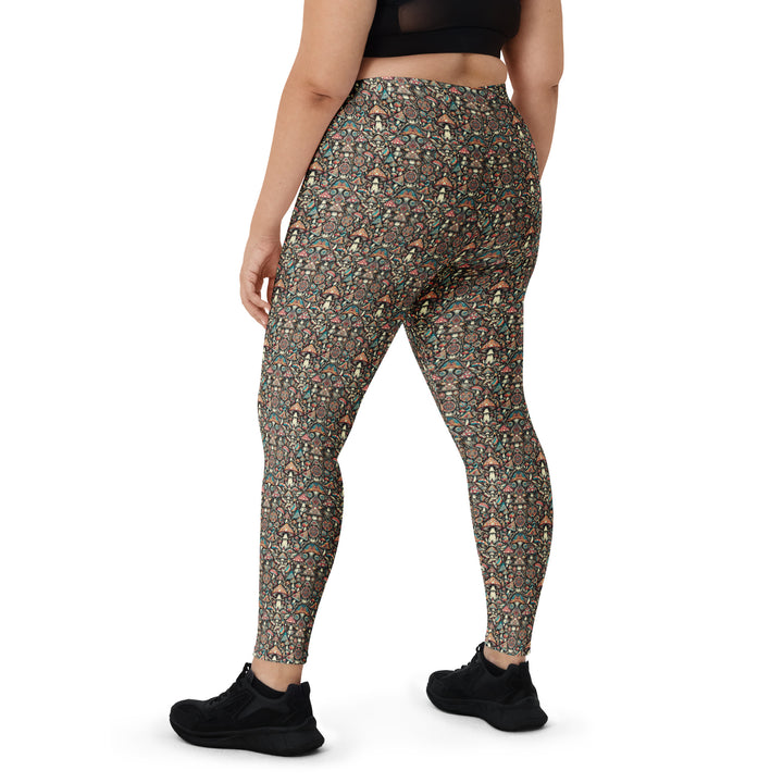 Plus size back of GeoMush leggings – comfort meets visionary sacred geometry print.