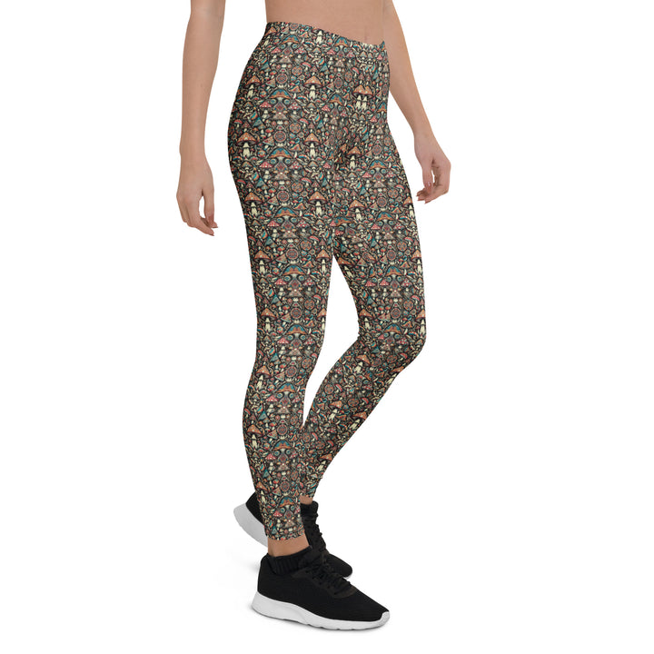Right side of GeoMush sacred geometry leggings – ultra-flexible psychedelic activewear.