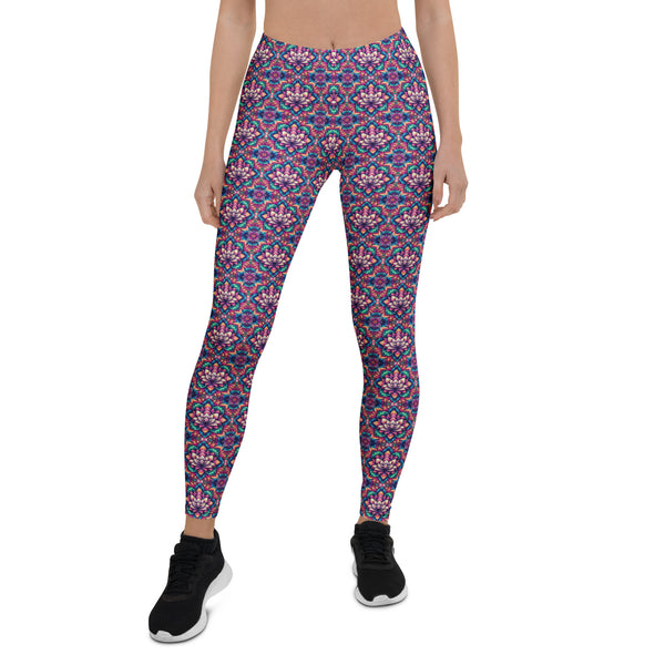 Front view of IllusionLotus leggings – intricate lotus mandala and sacred geometry for spiritual movement.