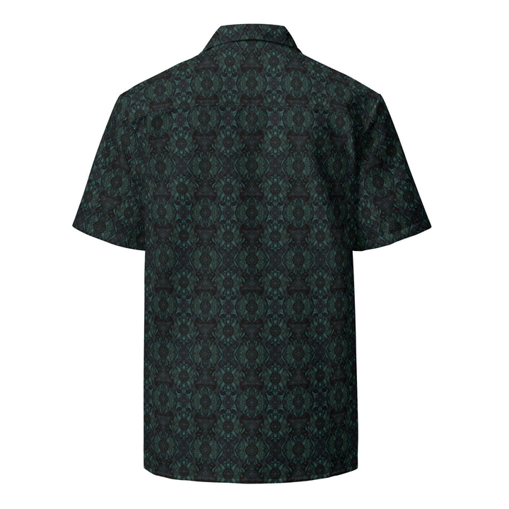 Back view of Lumora shirt – vibrant geometric flow and trippy colors for EDM fashion.