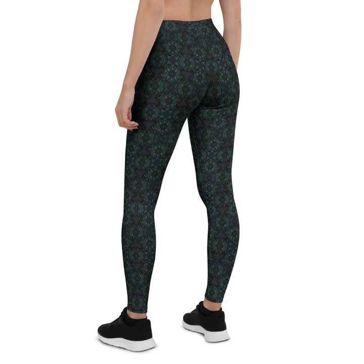 Back view of Lumora leggings – glowing sacred pattern designed for cosmic flow and conscious style.