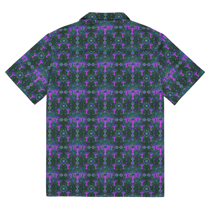Flat back image of Mushdalla shirt – spiritual art fusion of mushrooms and mandala geometry.