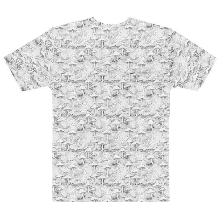 Alternate back flat of MushForest shirt – enchanted forest mushroom design for visionary fashion lovers.
