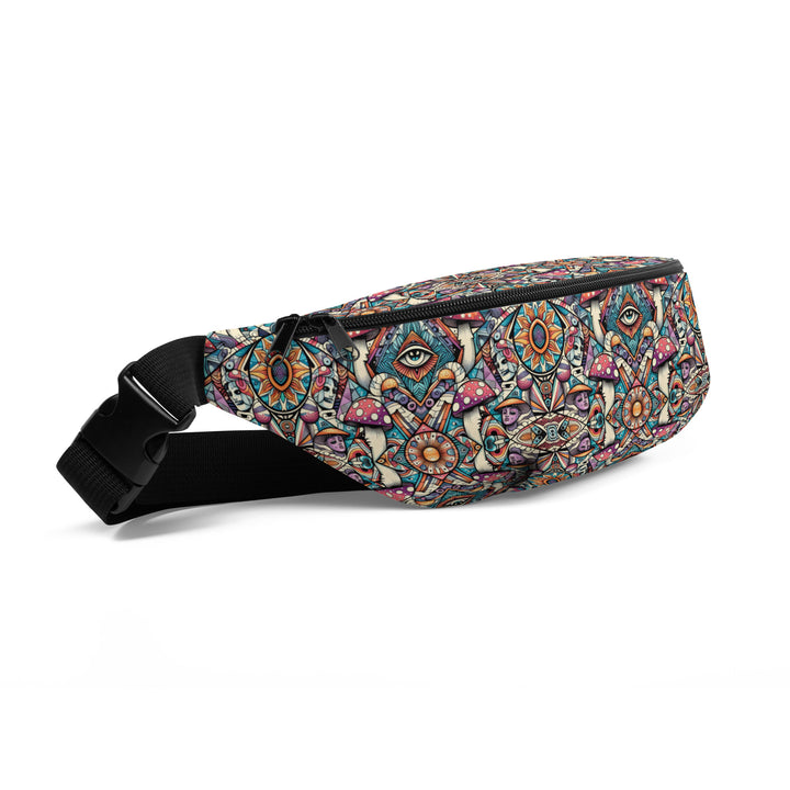 Side view of Mushtribe waistbag – compact, stylish utility bag for everyday use and expressive streetwear