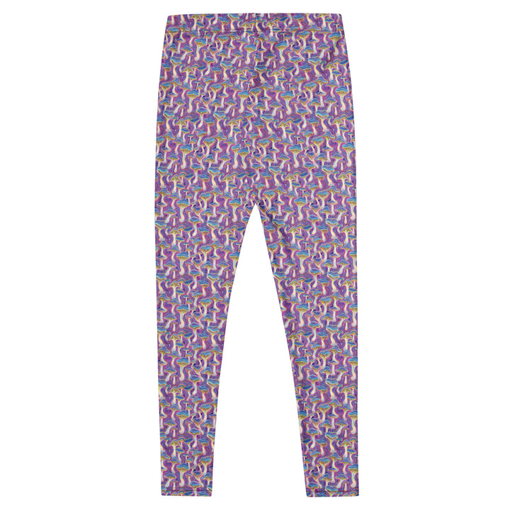 Flat back view of MushTrip leggings – visionary geometric mushroom design for festivals and yoga.