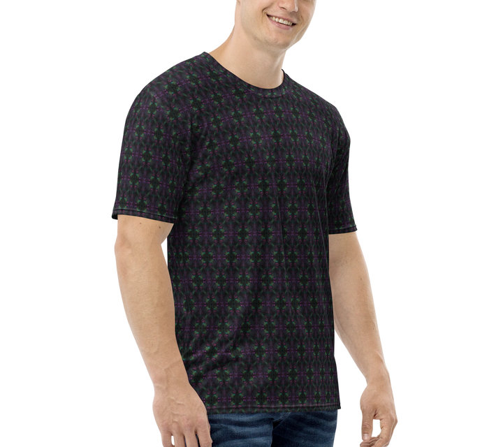 Left side view of Nebulith shirt – psychedelic galactic energy for spiritual explorers and EDM fashion.