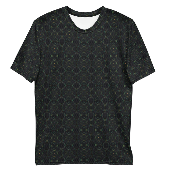 Flat lay front of Nexora t-shirt – sacred geometry with bold visionary energy for festival lovers.