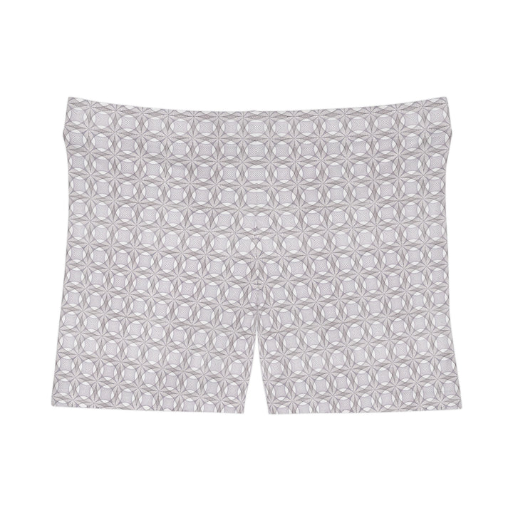 Flat front layout of Netra psychedelic shorts – sleek and spiritual third-eye design.