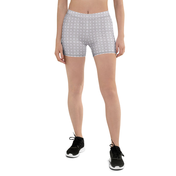 Front view of Netra psychedelic shorts leggings – visionary third-eye design for active festival and yoga wear.