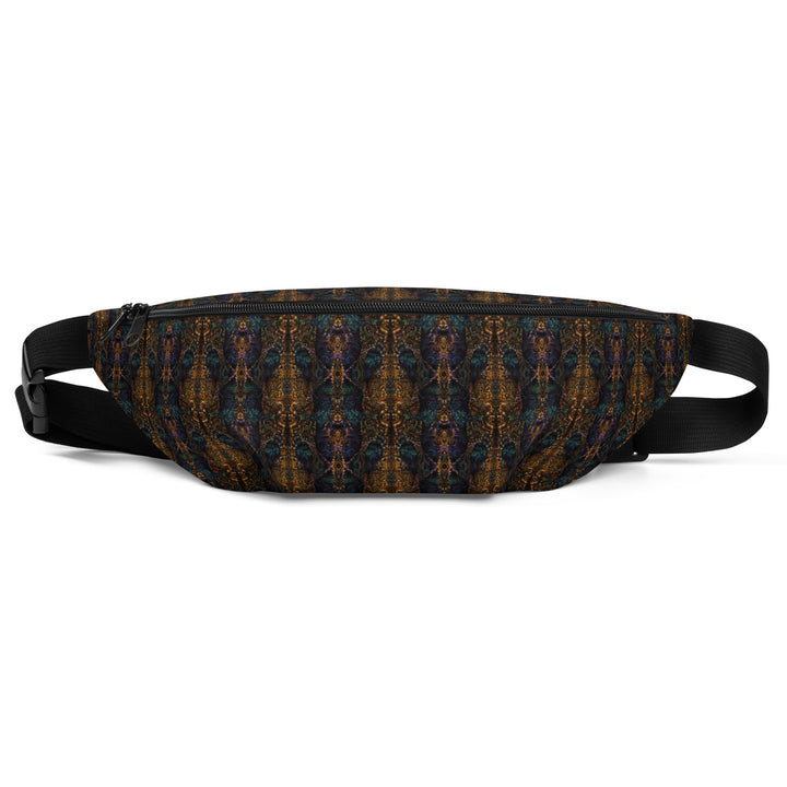 Flat front view of Psybear waistbag – bold bear-inspired psychedelic design for EDM events and outdoor adventures