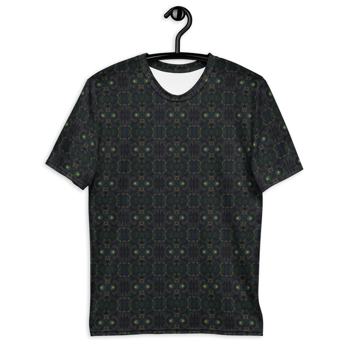 Front view of Psybot t-shirt – psychedelic robot design with futuristic geometry for visionary fashion lovers.