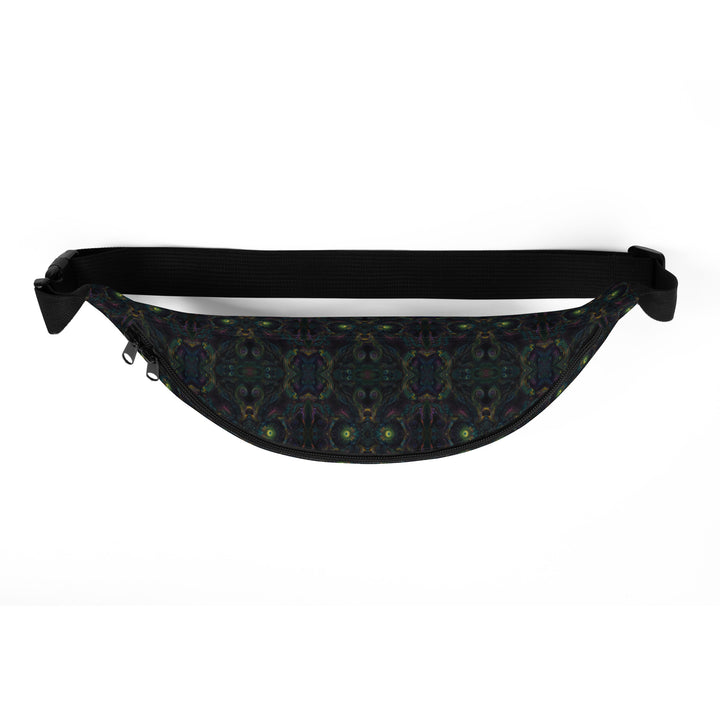 Top view of Psybot waistbag – visionary robot-themed print perfect for psychedelic streetwear and active festival life
