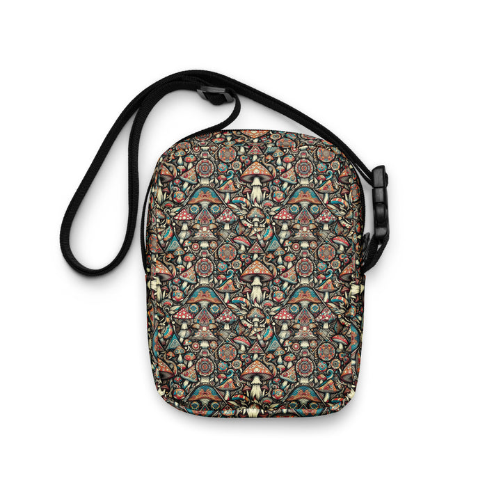 Back view of Geomush psychedelic bag – colorful sacred pattern for rave fashion lovers