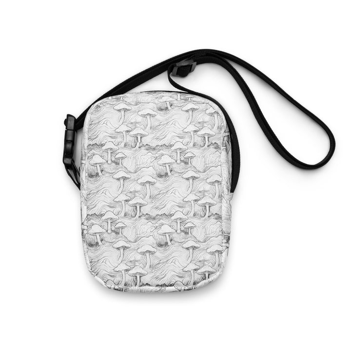 Front view of Mushforest sacred geometry crossbody bag – compact, bold, and festival-ready