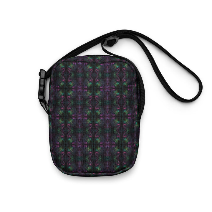 Front view of Nebulith sacred geometry bag – compact and bold, built for festivals and city adventures
