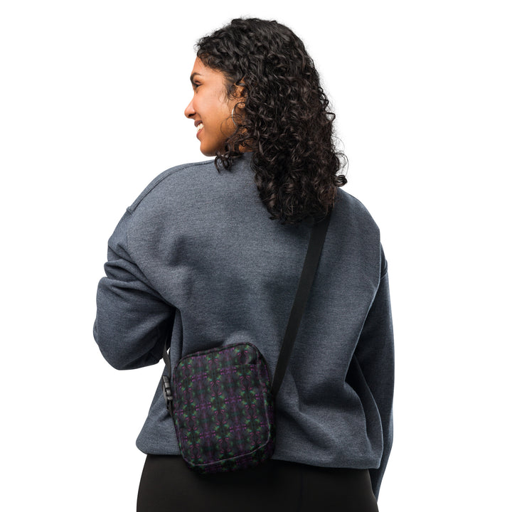Person wearing Nebulith psychedelic crossbody bag – sacred geometry vibe for raves, festivals & travel