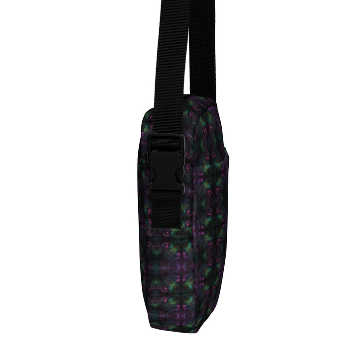 Right view of Nebulith crossbody bag – sacred geometry print for raves, festivals, and urban wear
