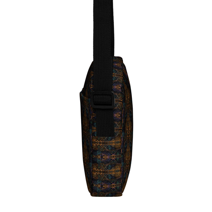 Left profile of Psybear bag – unisex utility style with sacred pattern for festival explorers