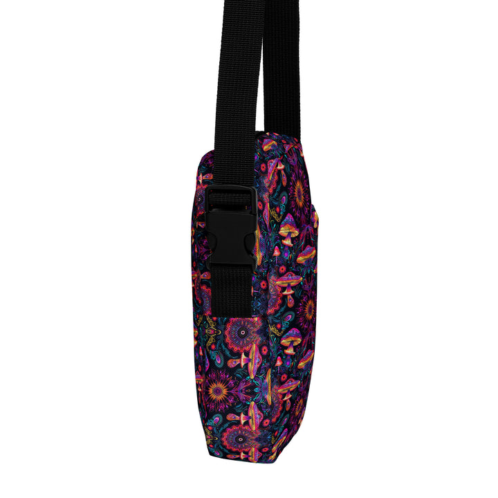 Right profile of PSYMUSH bag – compact and bold with mushroom geometry for festival life