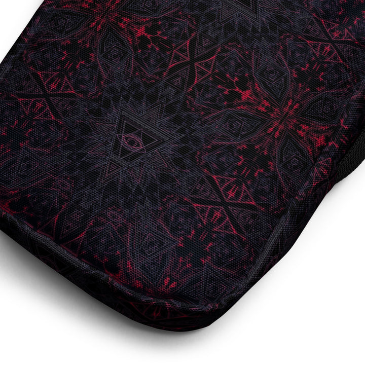Close-up of THIRDEYE fabric – sacred eye geometry with high-vibe psychedelic colors for visionary wear