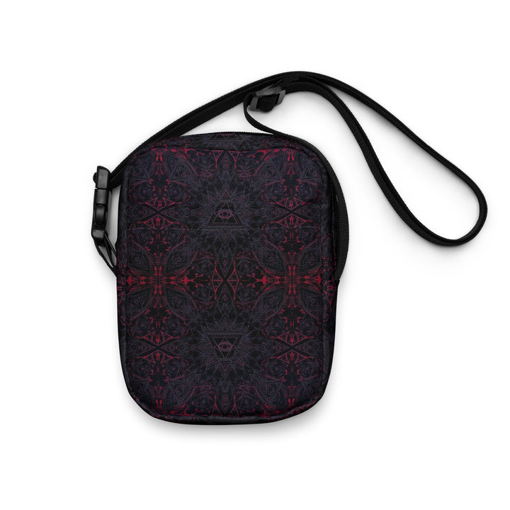 Front view of THIRDEYE crossbody – bold sacred geometry for rave fashion and spiritual journeys
