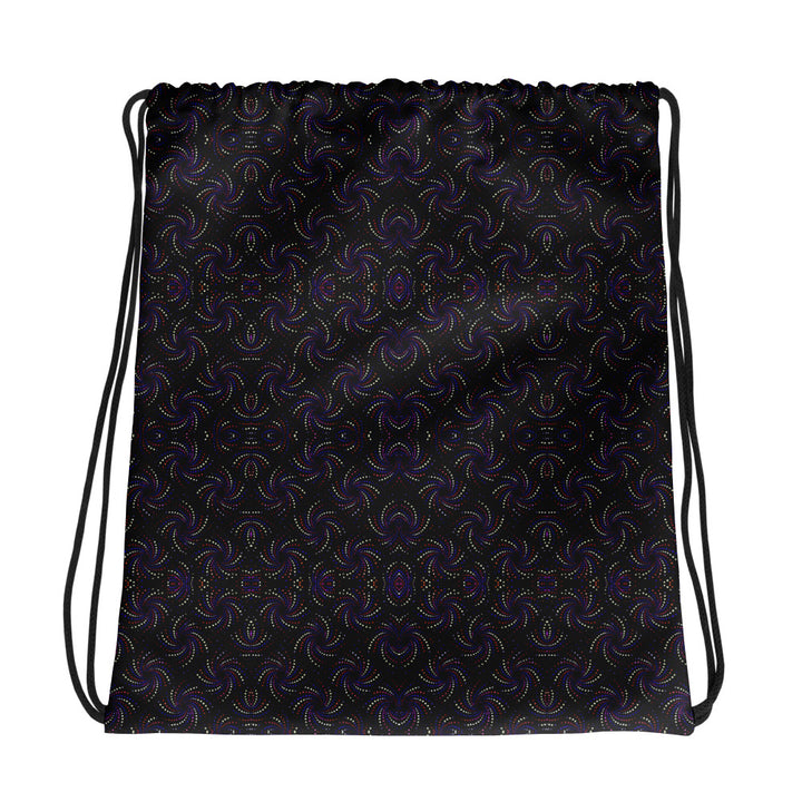 Dotadelic Purple drawstring bag – sacred geometry dot pattern for psychedelic festival and rave wear
