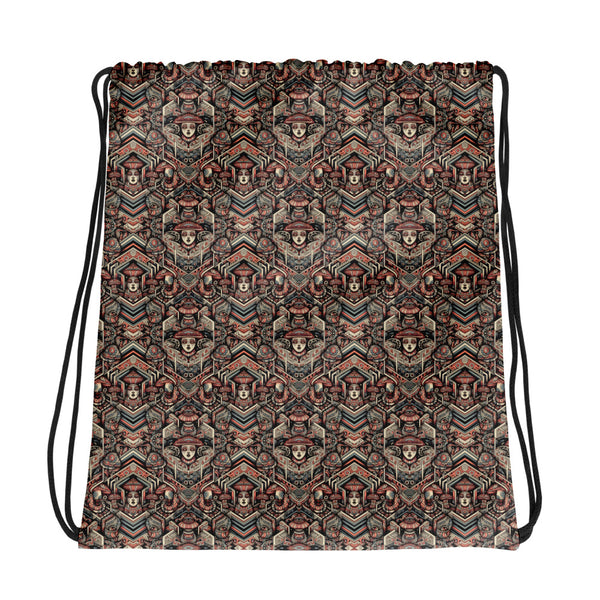 GeoTribe psychedelic drawstring bag – sacred geometry and tribal art front design for rave style