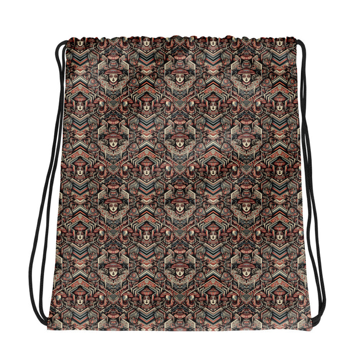 GeoTribe psychedelic drawstring bag – sacred geometry and tribal art front design for rave style